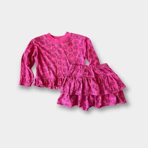 Vintage J.J.'s Kids Floral Ruffle Shirt & Skirt Set 4T